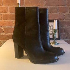 Sam Edelman Side Zip High Heel Ankle Boots Black Size 7 Leather/Suede